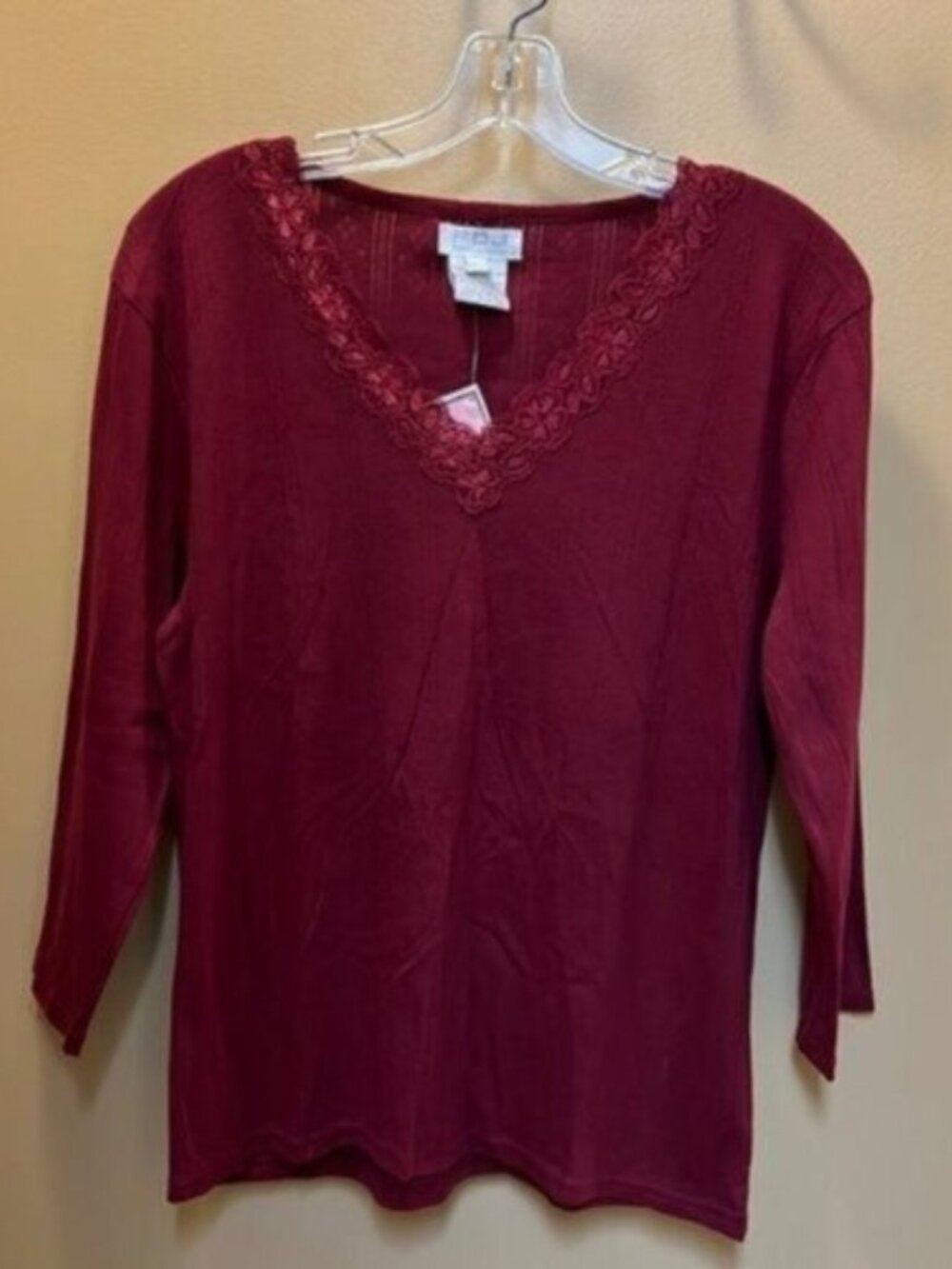 Burgandy Pointelle Top